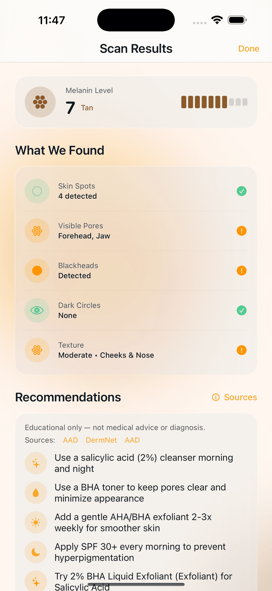 Scan results, in depth